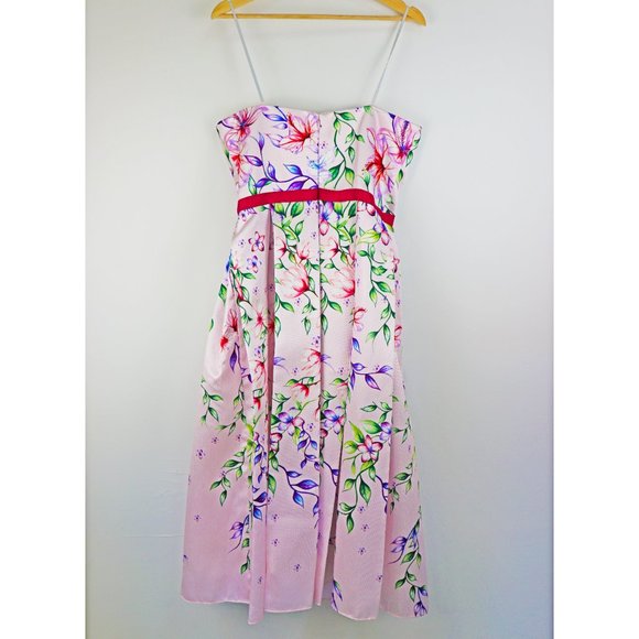 NEW Marchesa Notte Strapless Floral Gown Lilac 12 - Picture 8 of 11